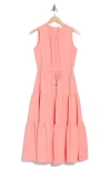 Calvin Klein Sleeveless Tiered Midi Dress In Tulip