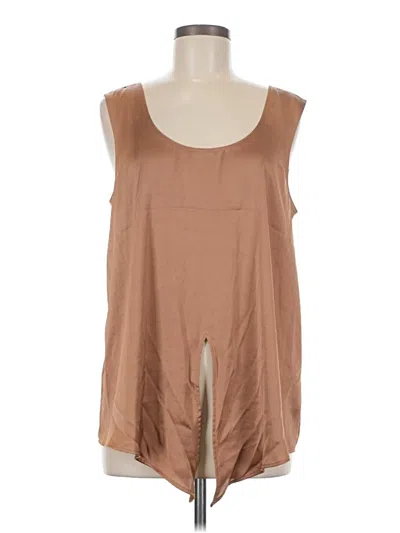 Calvin Klein Sleeveless Top Brown Scoop Neck Tops In Multi