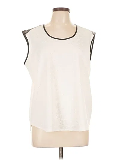 Pre-owned Calvin Klein Sleeveless Top Ivory Crew Neck Tops In White