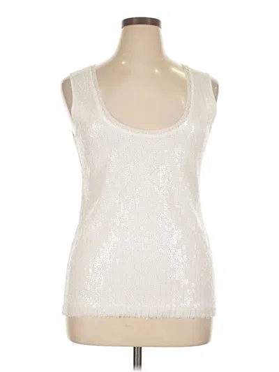 Pre-owned Calvin Klein Sleeveless Top Ivory Scoop Neck Tops In White