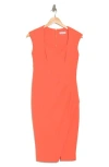Calvin Klein Sleeveless Tulip Hem Sheath Dress In Orange