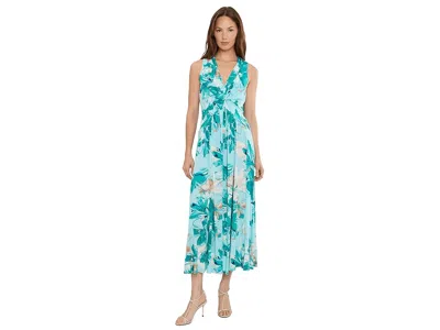 Calvin Klein Sleeveless Twist Floral Jersey Midi In Multi