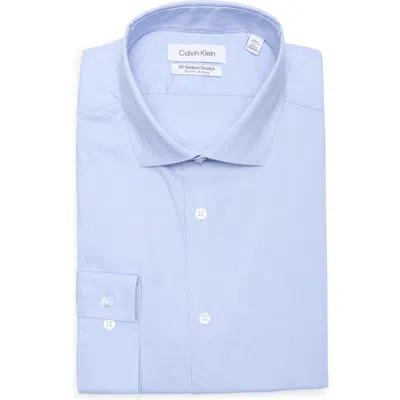Calvin Klein Slim Fit All-season Stretch Cotton Dress Shirt In Blue