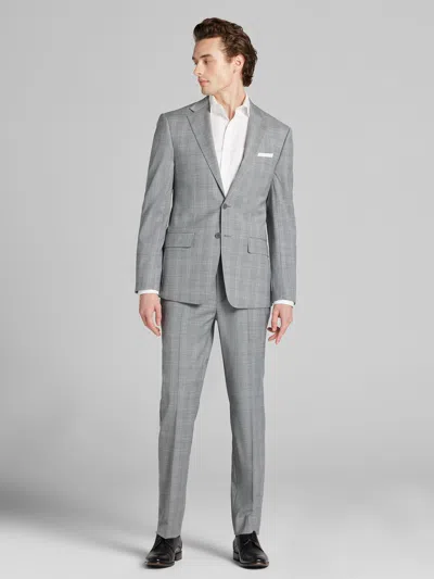 Calvin Klein Slim Fit Plaid Men's Suit In Gray