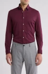 Calvin Klein Slim Fit Stretch Cotton Knit Dress Shirt In Wine