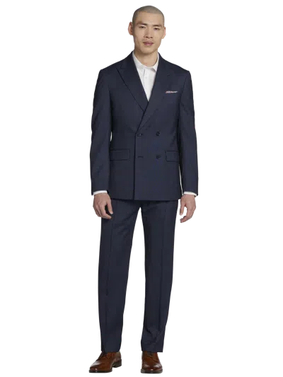 Calvin Klein Slim Fit Wool Blend Double-breasted Men's Suit Jacket In Blue
