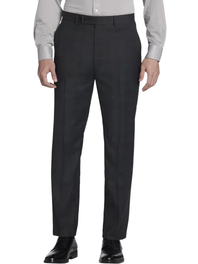 Calvin Klein Slim Fit Wool Blend Plaid Men's Suit Pants In Black