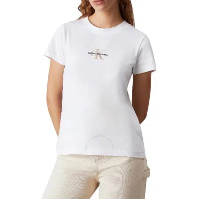 Calvin Klein Slim Monogram T-shirt In Brilliant White