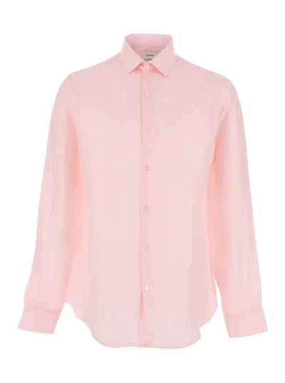 Calvin Klein Slim Ref Linen Bld Sld In Pink