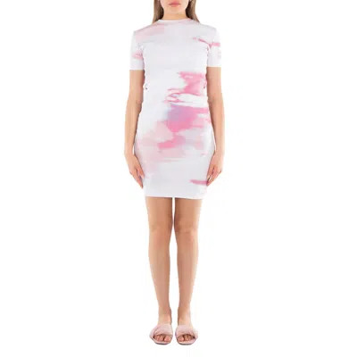 Calvin Klein Slim Ribbed All-over Logo Dress In Multi