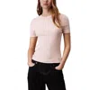 Calvin Klein Slim Ribbed Cotton T-shirt In Orange
