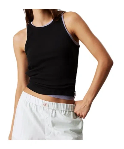 Calvin Klein Slim Ribbed Lounge Tank Top In Black Beauty