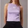 Calvin Klein Women's Ribbed Monogram Logo Sweater Tank Top In Purple