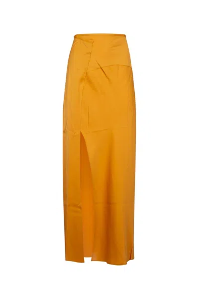 Calvin Klein Slim Satin Maxi Skirt Skirt In Giallo
