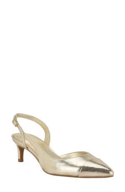 Calvin Klein Slingback Kitten Heel Pump In Platino