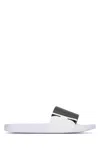 Calvin Klein Flat Sole Open Toe Slides In Brightwhiteblack