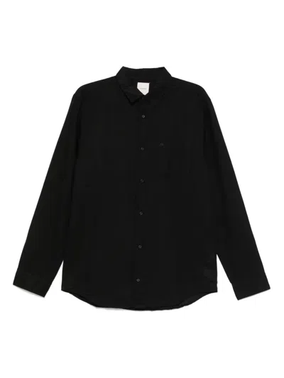 Calvin Klein Linen Shirt With Long Sleeves And Buttoned Cuffs In Black