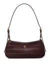 Calvin Klein Small Croc-embossed Buckle Shoulder Bag In Burgundy