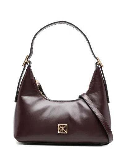 Calvin Klein Small Logo-emblem Shoulder Bag In Burgundy
