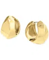 Calvin Klein Small Logo-etched Sculpted Hoop Earrings, 0.91" In Gold