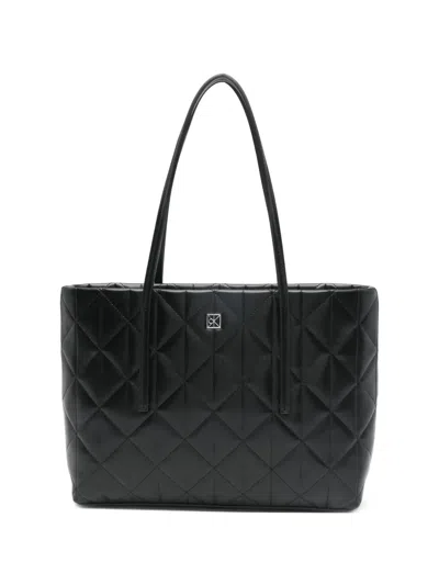 Calvin Klein Small Logo-plaque Tote Bag In Black