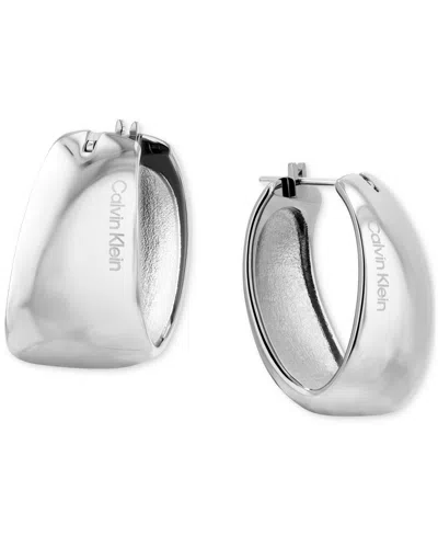 Calvin Klein Small Modern Purity Hoop Earrings, 0.97" In Silver