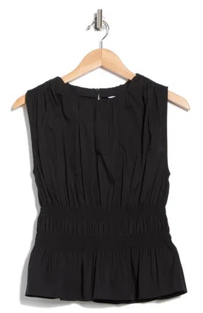 Calvin Klein Smocked Sleeveless Cotton Poplin Top