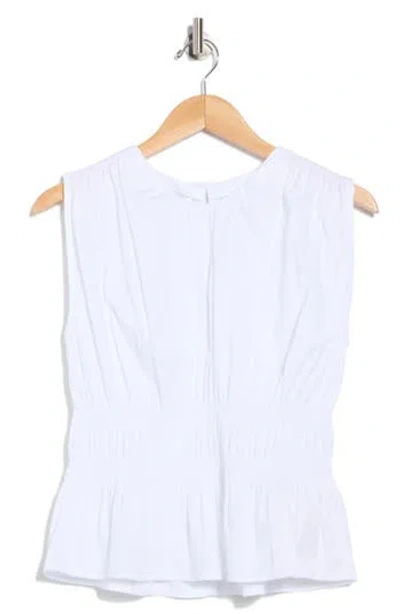 Calvin Klein Smocked Sleeveless Cotton Poplin Top