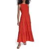 Calvin Klein Smocked Sleeveless Tiered Cotton Gauze Maxi Dress