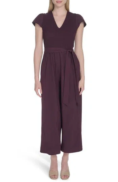 Calvin Klein Smocked Wide Leg Jumpsuit In Purple