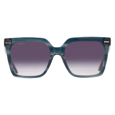 Calvin Klein Smoke Gradient Square Ladies Sunglasses Ck22534s 431 55 In Blue