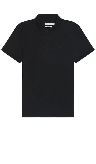 Calvin Klein Smooth Classic Solid Polo In 黑色