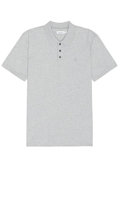 Calvin Klein Smooth Classic Solid Polo In Heroic Grey Heather