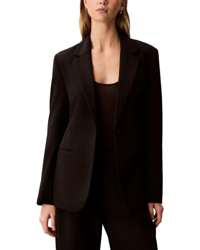 Calvin Klein Smooth Stretch Cinched Blazer In Brown
