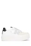 Calvin Klein Panel Contrast Low-top Rubber Sole Sneakers In Brightwhiteblackcreamywhite