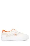 Calvin Klein Low-top Sneakers With Contrast Heel Tab In Brightwhitecreamywhitesunbaked