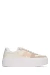 Calvin Klein Platform Panelled Sneakers Round Toe In Creamywhiteeggshellbrightwhite
