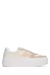 Calvin Klein Platform Panelled Sneakers Round Toe In Creamywhiteeggshellbrightwhite