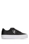 Calvin Klein Logo Platform Sneakers In Pearlizedblack