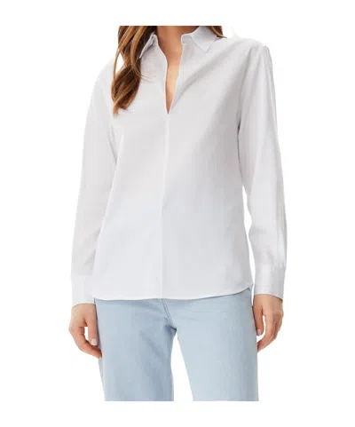 Calvin Klein Soft Cotton Front Slit Shirt In And Whitening