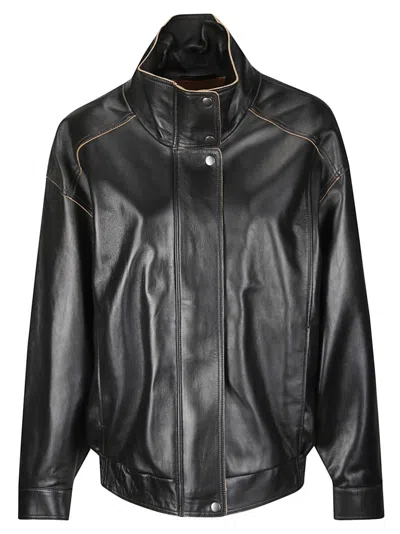 Calvin Klein Soft Lamb Leather Jacket In Black