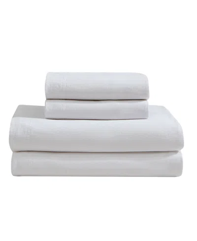Calvin Klein Soft Linen 4 Piece Sheet Set, Queen In White