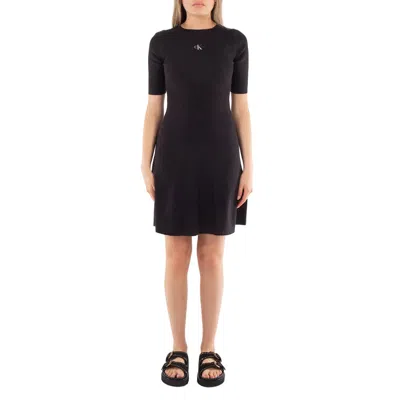 Calvin Klein Soft Ribbed Lyocell Dress In Black