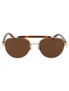 Calvin Klein Soft Tortoise Metal Sunglasses In Brown