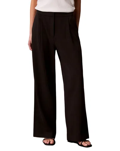 Calvin Klein Logo-plaque Wide-leg Trousers In Brown
