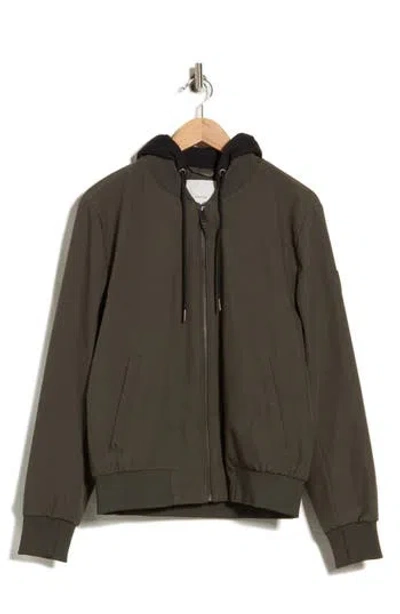 Calvin Klein Softshell Knit Bomber Hoodie In Multi