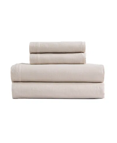 Calvin Klein Soho Solid Washed Cotton 4-pc. Sheet Set, Queen In Neutral