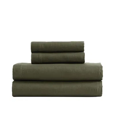 Calvin Klein Soho Solid Washed Cotton 4-pc. Sheet Set, Queen In Green