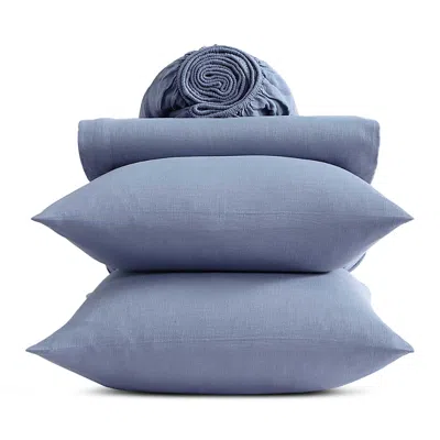 Calvin Klein Soho Washed Texture Cotton Sheet Set, King In Blue