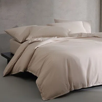 Calvin Klein Solid Cotton Blend 3 Piece Duvet Cover Set, King In Beige